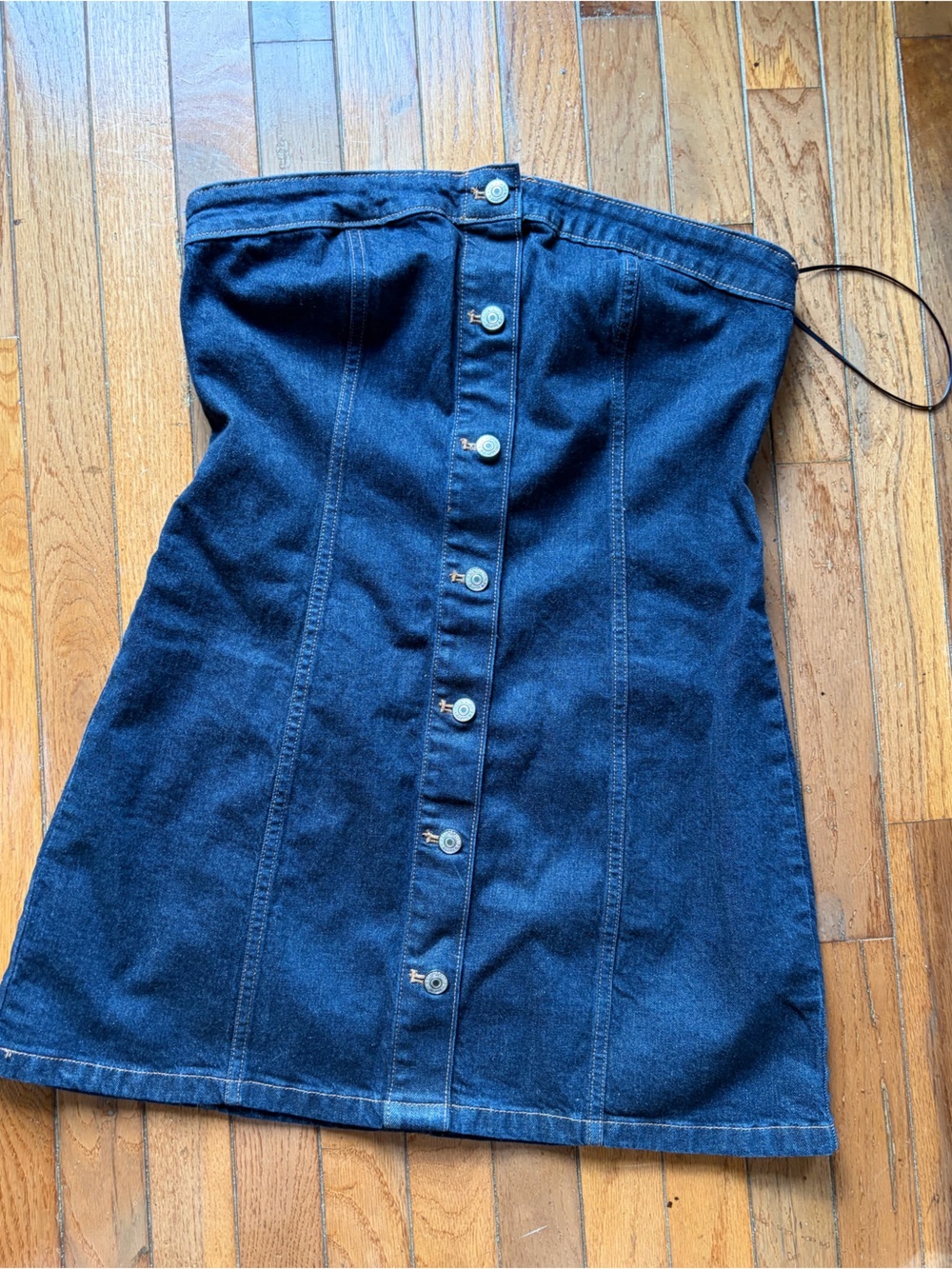 Strapless Abercrombie &Fitch Dark Blue Denim Button-Front Dress with zip up back